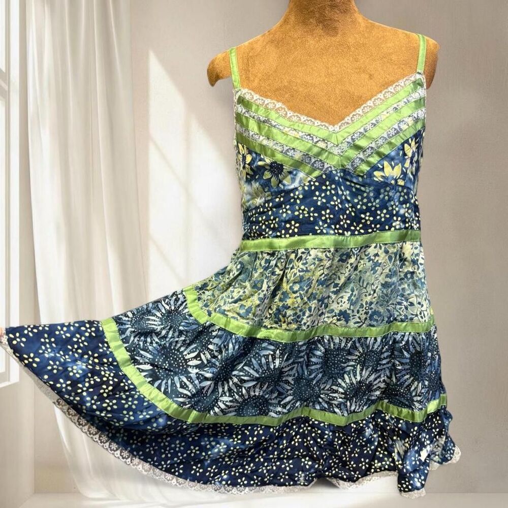 Santiki Festival Boho Cottage Patchwork Babydoll Mini Dress